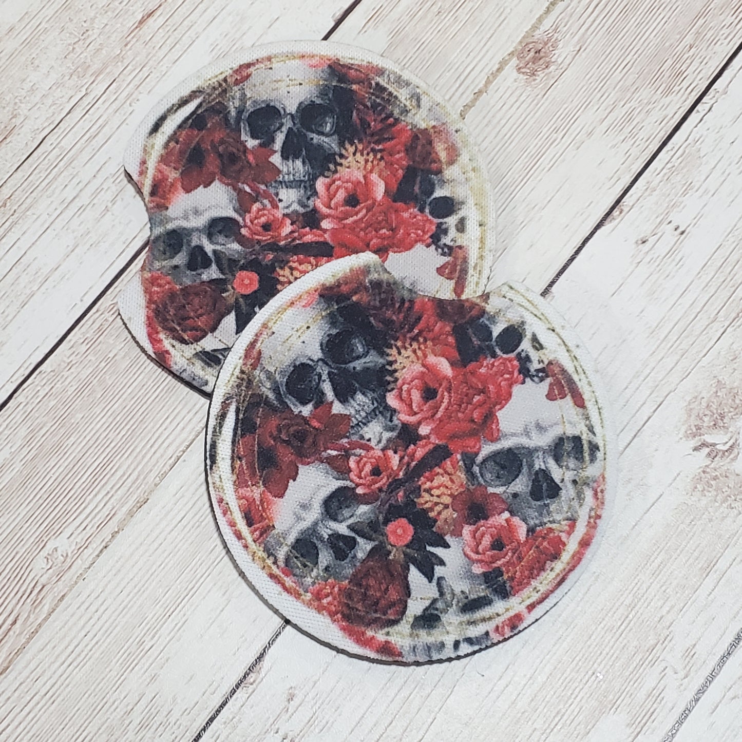 Pink Flowers with Skulls